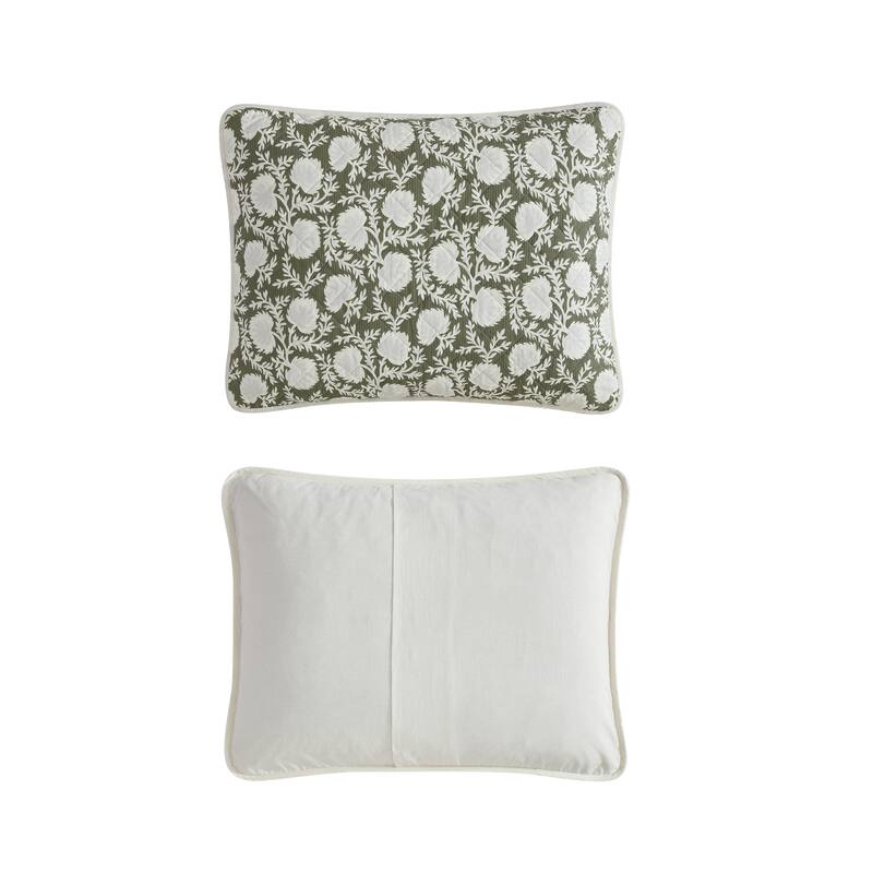 Eddie Bauer Garden Bloom Cotton Reversible Green Quilt Set