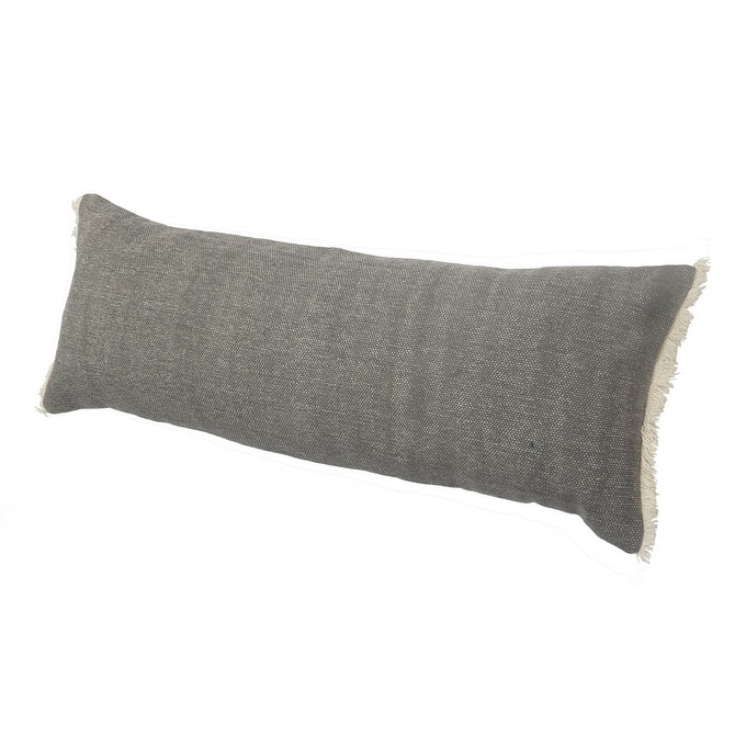 HomeRoots 14" X 36" Gray And Off-White 100% Cotton Zippered Pillow