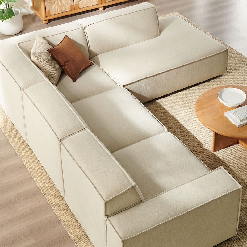 Restore 4-Piece Performance Fabric Upholstered Modular L-Shaped Sofa