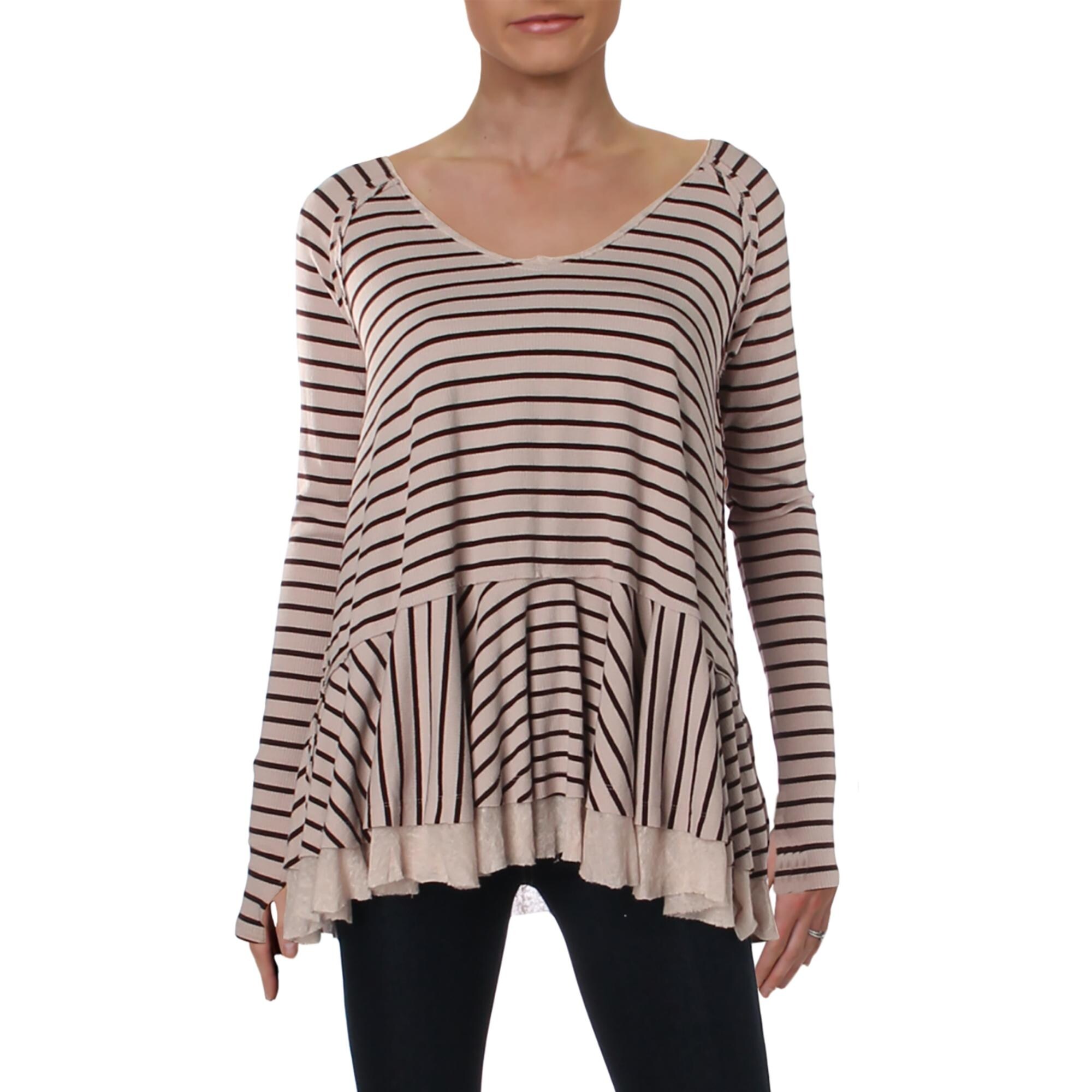 long sleeve striped peplum top