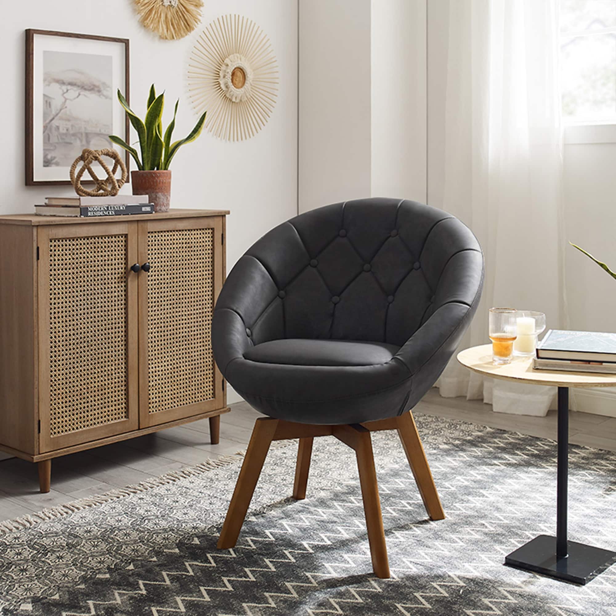 Carson carrington kallax velvet tufted round swivel accent chair discount