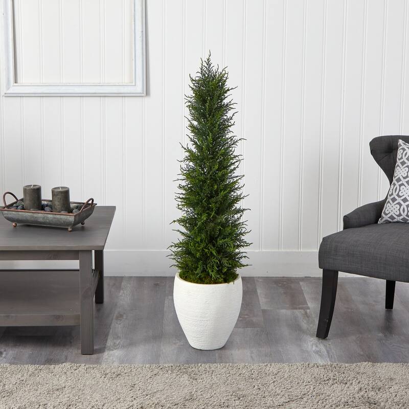 4ft Artificial Tree with Planter - Indoor Outdoor Faux Evergreen Decor - Green - 51-60 Inches