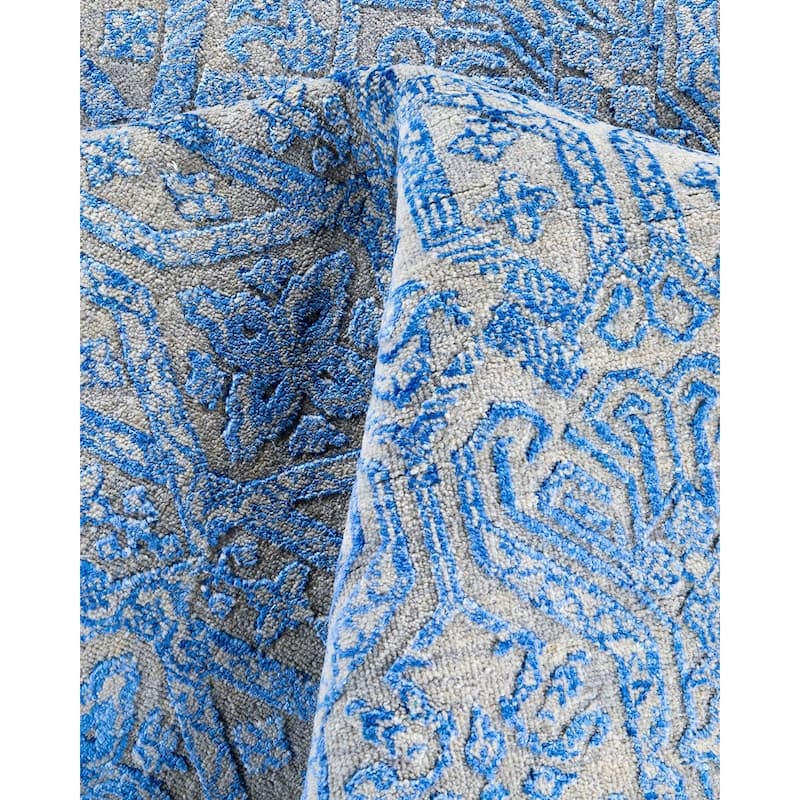 Ikat One-of-a-Kind Hand-Knotted Area Rug, Blue - 8' 0" x 10' 1"
