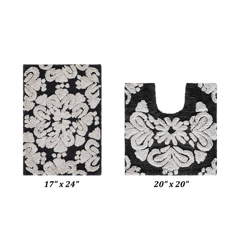 Better Trends Medallion Collection 100% Cotton 2-Pc Set Bathroom Rugs-Soft & Super Absorbent, Non-Skid Latex, Machine Washable