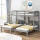 preview thumbnail 2 of 7, Pine Wood Twin over Twin Bunk Bed with Triple Sleeping Space & Middle Drawer