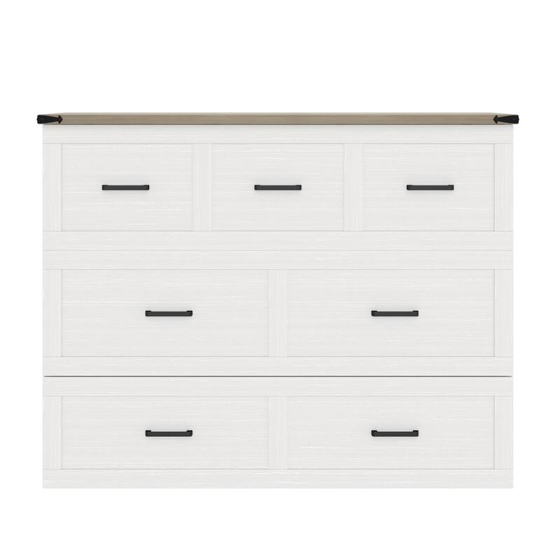 Full-Size Murphy Bed Cabinet with Charging Station, Foldable Platform Bed