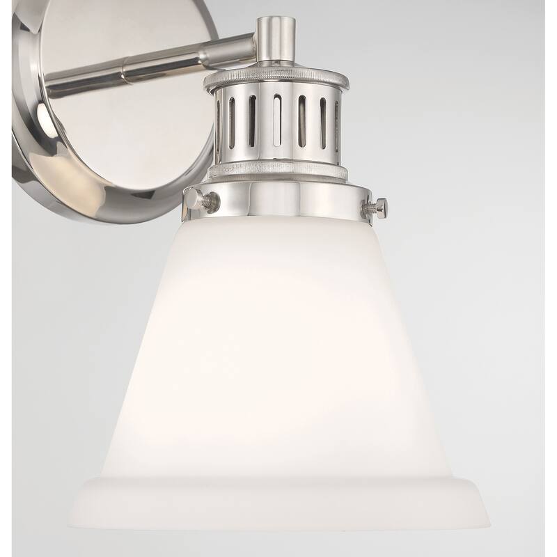 Alden Bath Light - Polished Nickel, Matte Opal
