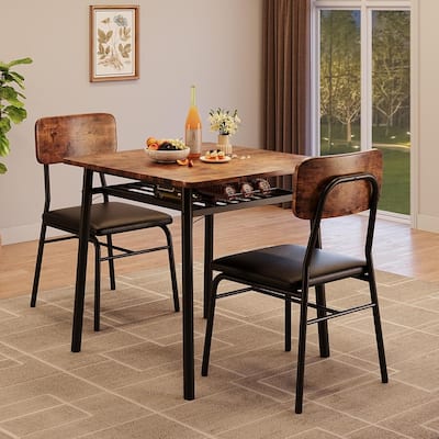 Kitchen Dining Table for 2 with Storage Rack Set for Small Space, Apartment