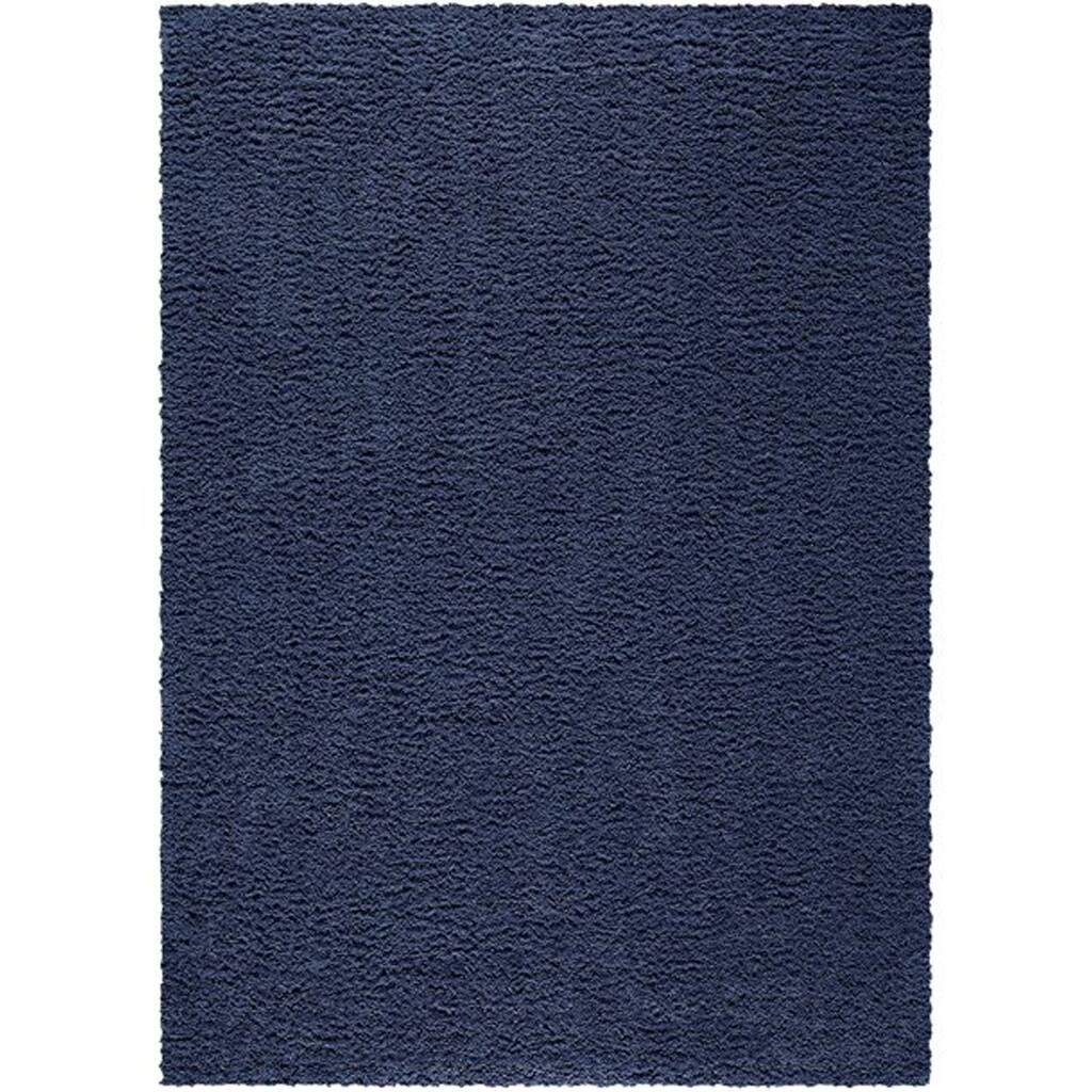 Manchester Solid Plush Shag Area Rug, Navy - 5' x 7'