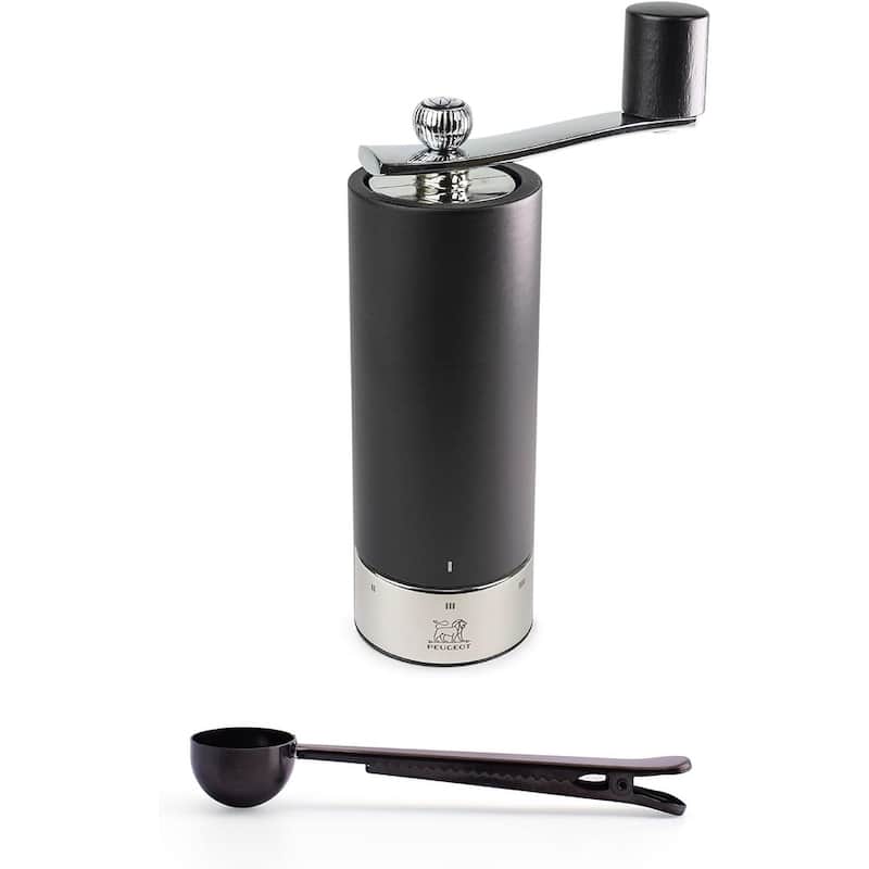 Peugeot Isen u'Select Salt & Pepper Mill Gift Set, 18cm-7in, Black - With Stainless Steel Spice Scoop & Clip (Pepper Mill) - Black - 2 Piece