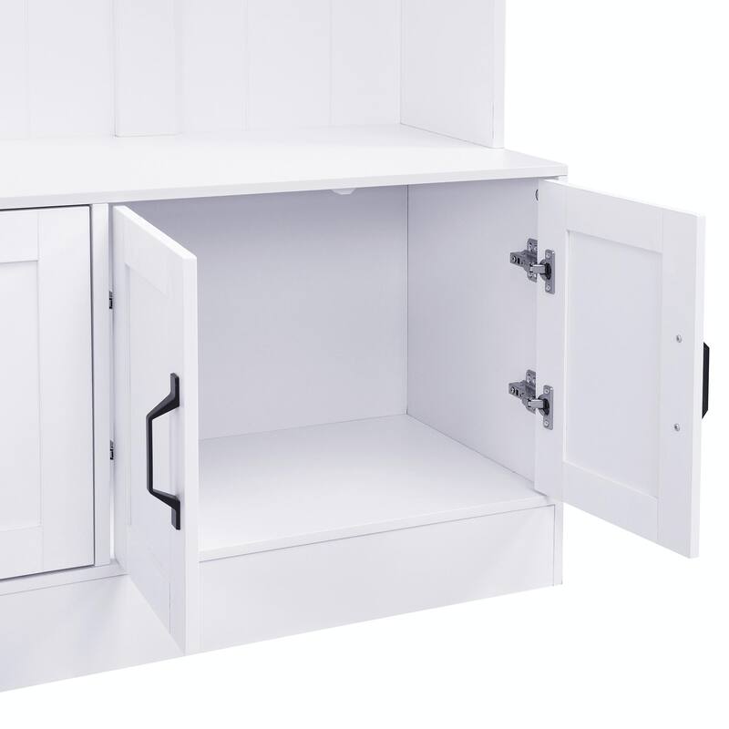 79'' Tall Modern Hall Tree with Shoe Storage - 4-in-1 Entryway Bench