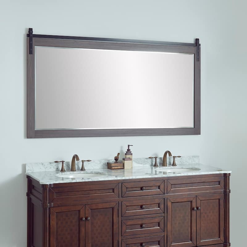 Cortes 72" Bathroom Vanity Barndoor Wall Mirror in Oak