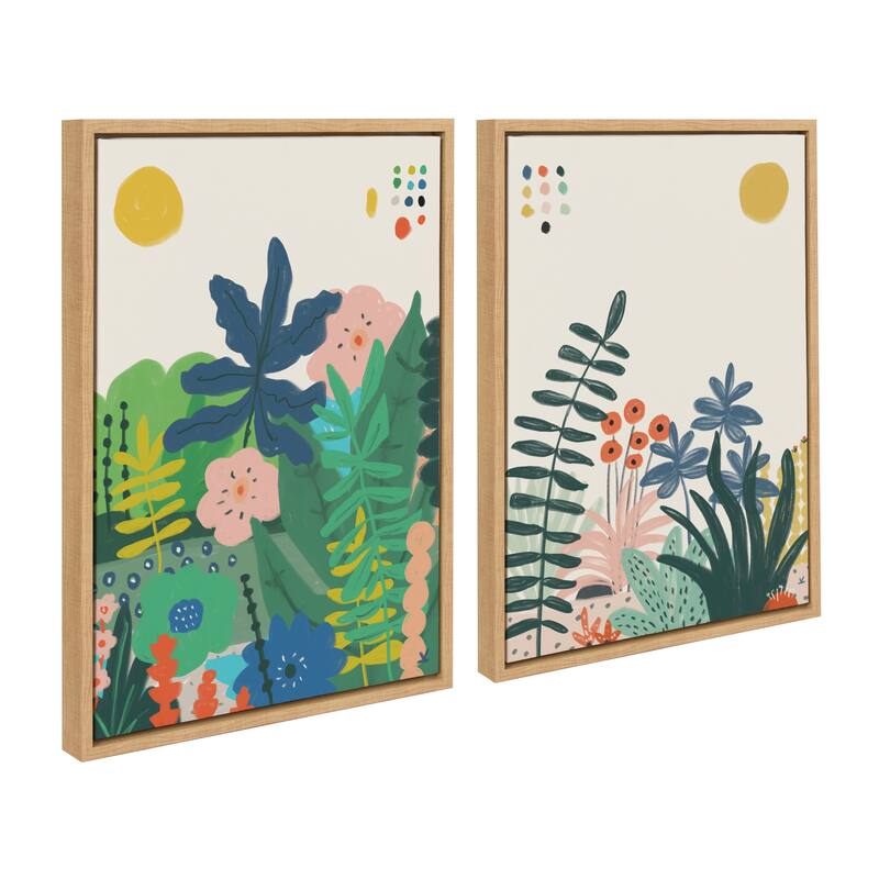 Kate and Laurel Sylvie Zen Garden 1 and 2 Framed Canvas Art Set by Kelly Knaga - 2 Piece Set 18x24 - Brown