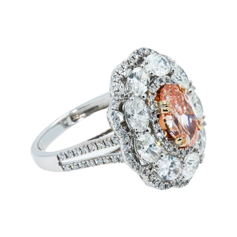 House Of Leon 18K White Gold 2.02ct Oval Fancy Intense Pink Diamond Ring 5.75ctw GIA