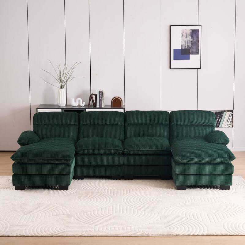 111.8" U-shaped profile sofa, including two single seats and two chaise
