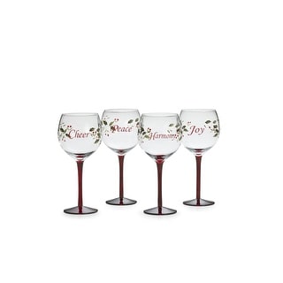 Pfaltzgraff Winterberry Sentiment Wine Glasses - Set of 4