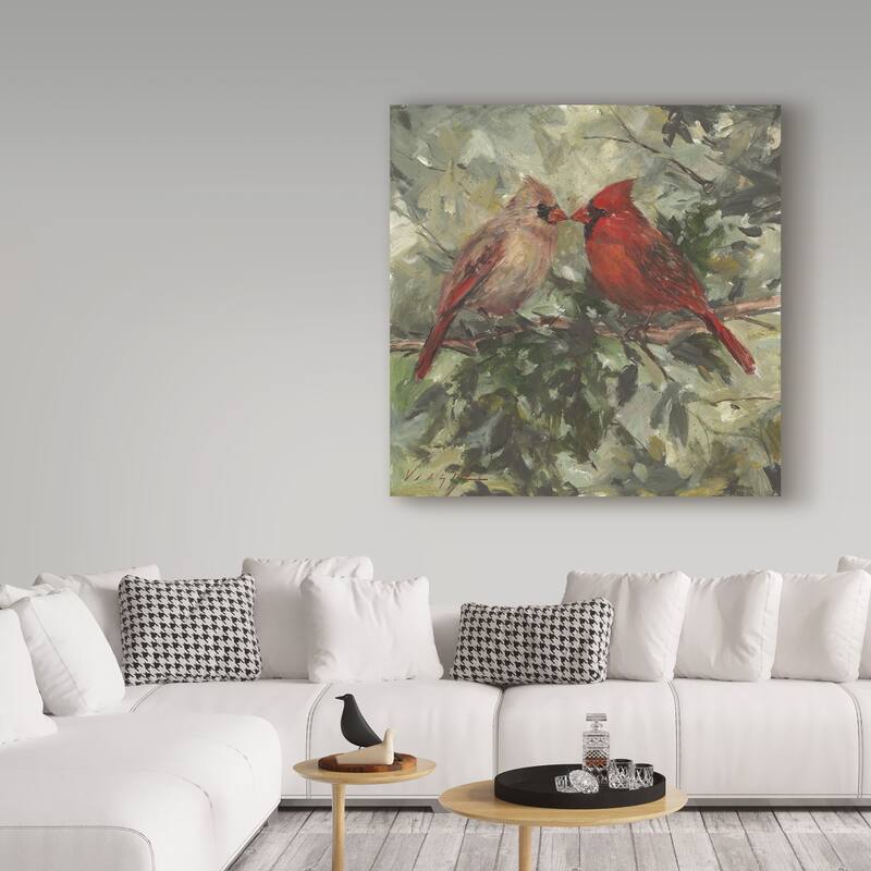 Mary Miller Veazie 'Kissing Cardinals' Canvas Art