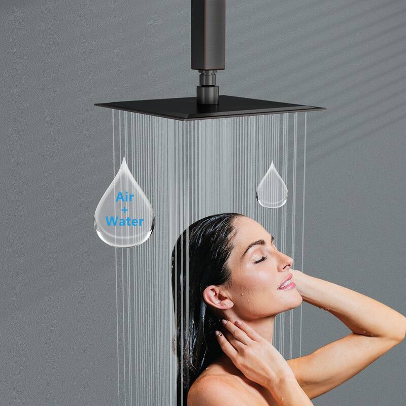 8/10/12/16 Inch Adjustable Rainfall Shower Head Wall-mounted Solid Square Ultra Thin 304 Stainless Steel