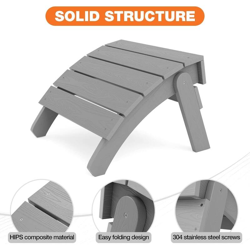 WINSOON Adirondack Ottoman,Folding Adirondack Foot Rest - Greyx2