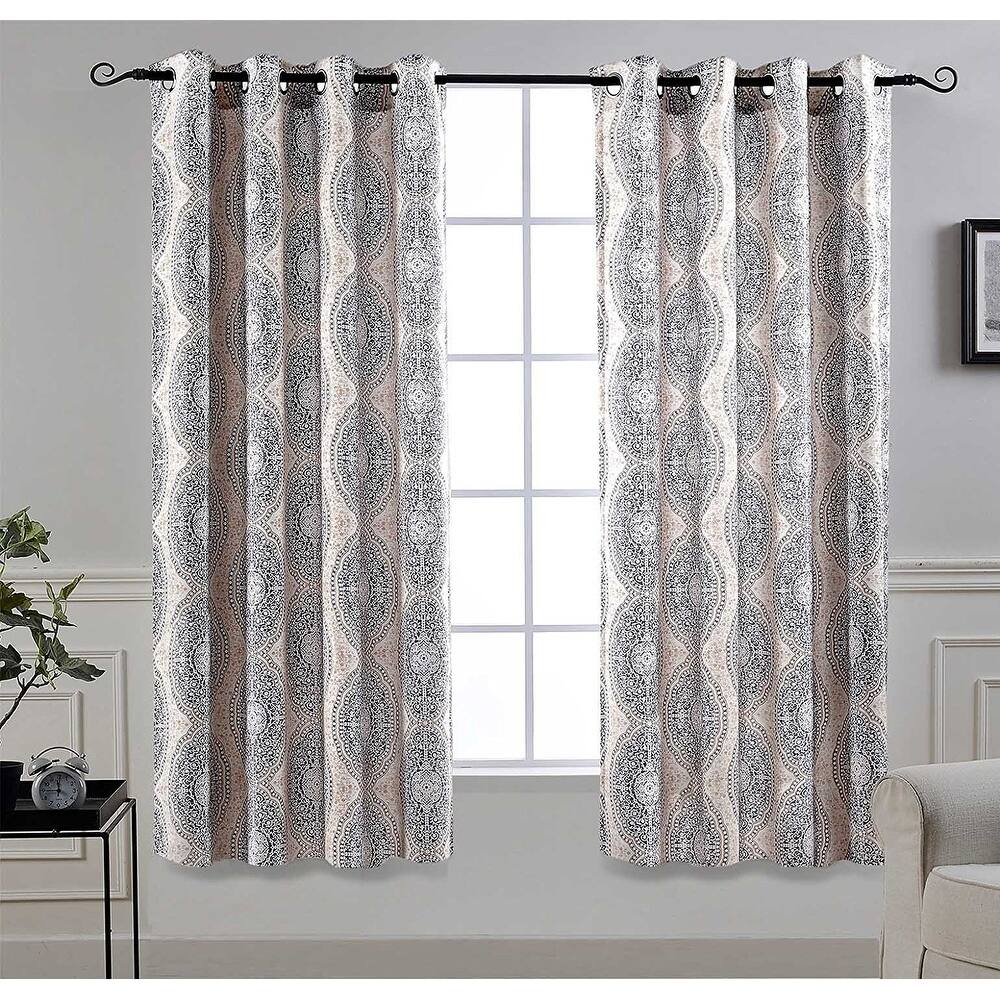 DriftAway Adrianne Pastel Damask Room Darkening Curtain Panel Pair