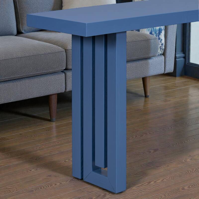 Oak Veneer Console Table with Unique Side Design, Modern Entryway Table for Hallway Living Room