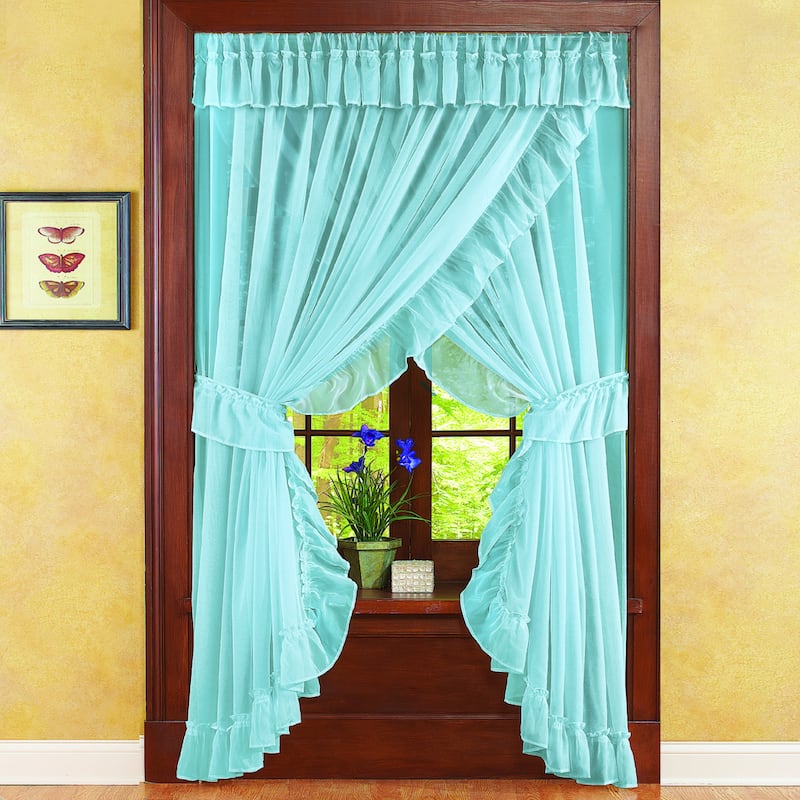 Isabella Ruffled Sheer Fabric Curtain Set - 10.630 x 8.500 x 2.500