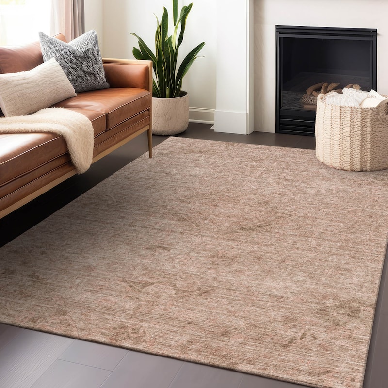Machine Washable Indoor/ Outdoor Vintage Traditional Chantille Rug - Coral - 2'6" x 3'10"