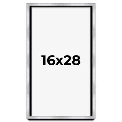 16x28 Shadow Box Frame Silver | 1.375 Inches Deep Real Wood