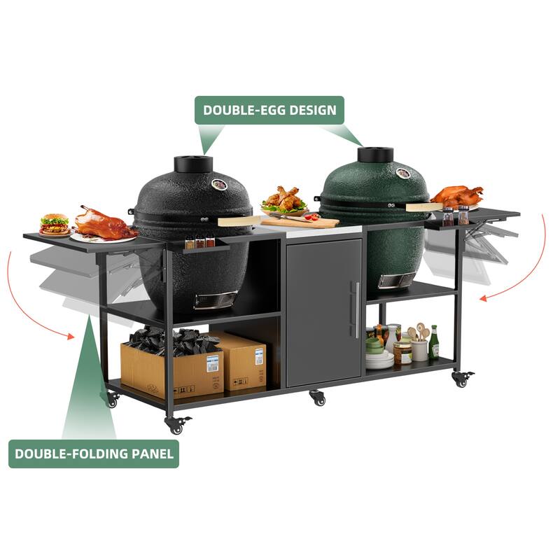 Big Green Egg Grill Cart for 2 Grills