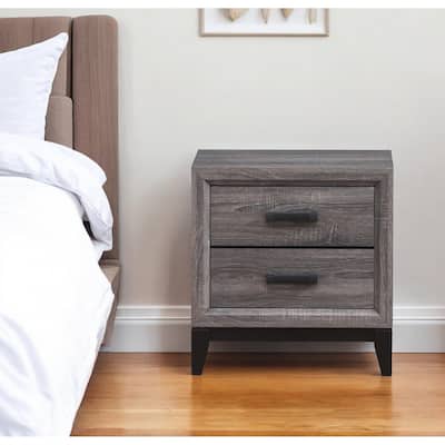 HomeRoots 25" Gray Wood Two Drawer Nightstand