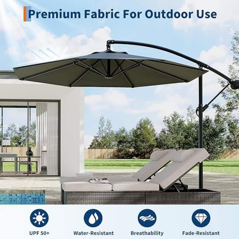 10' Cantilever Large Parasol with Cross Base, Navy