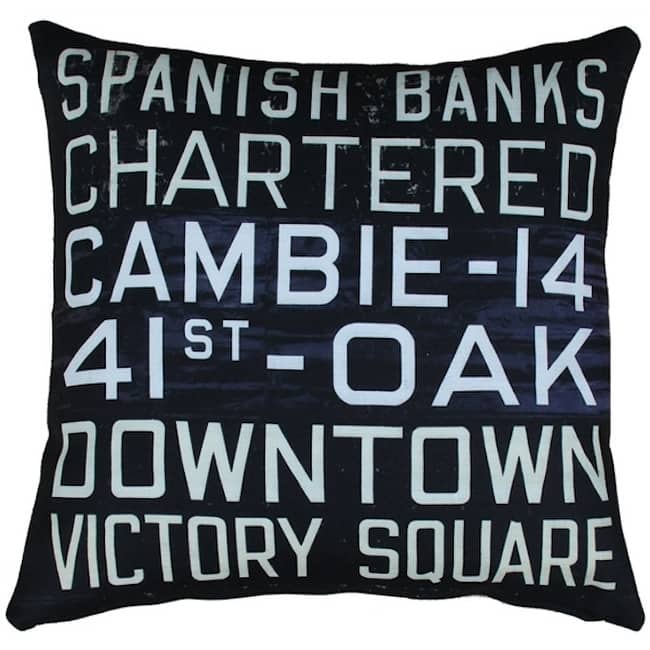 Vancouver Bus Scroll 20x20 Throw Pillow with Polyfill Pillow Insert