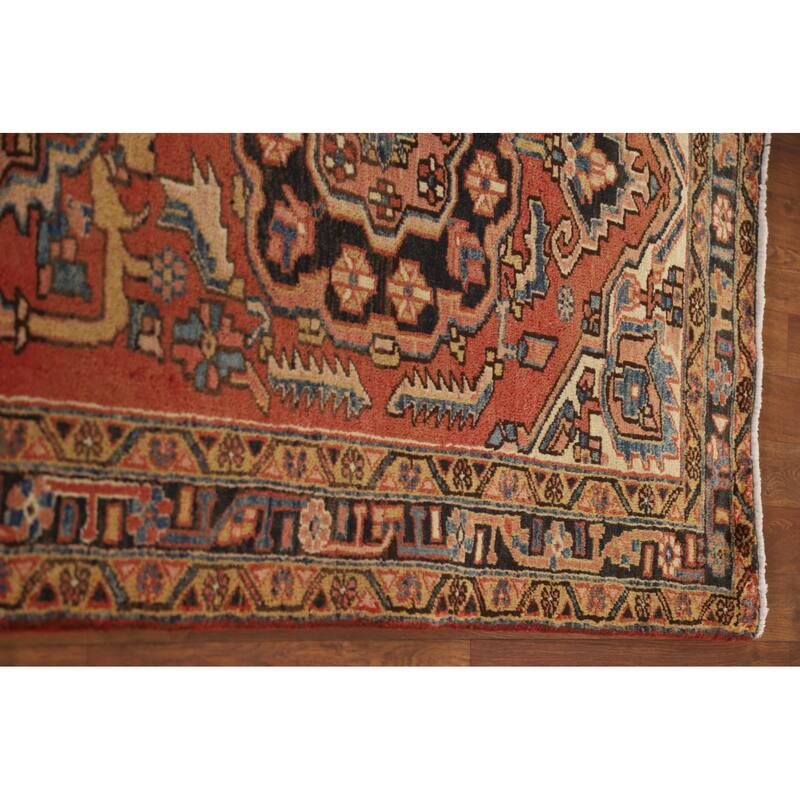 Vegetable Dye Heriz Persian Vintage Runner Rug Hand-knotted Carpet - 3'6"x 10'10"