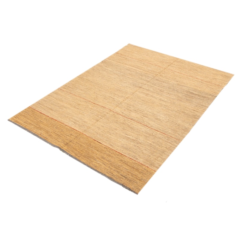 ECARPETGALLERY Flat-Weave Natural Tan Wool Tapestry Kilim - 5'7 x 7'7
