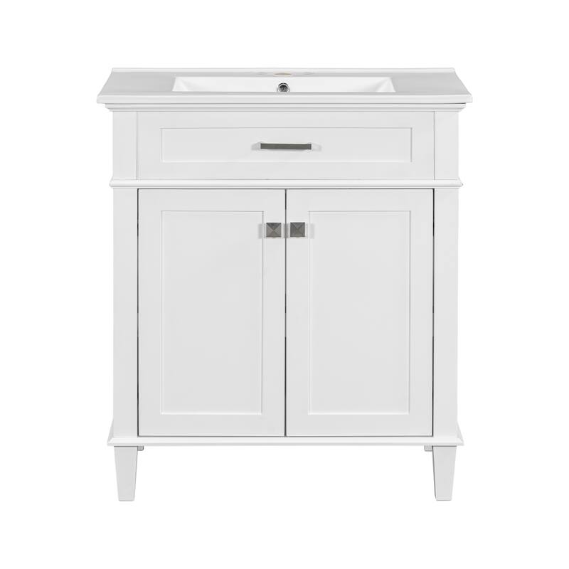 30-inch Bathroom Vanity With Ceramic Basin, Soft Close Door And Adjustable Shelves
