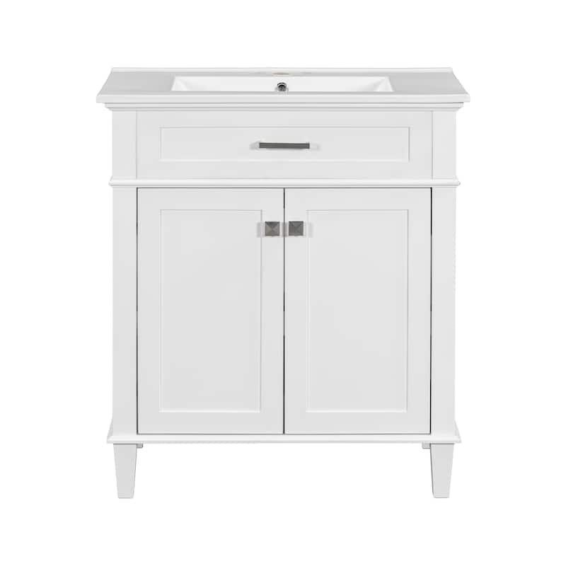 GDFStudio - Ailsa Wood & Ceramic 30" Bathroom Vanity with Basin, Soft-Close Door & Adjustable Shelves