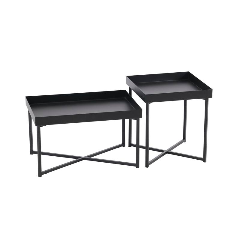 Rye Studio Loranze Industrial Set of 2 Metal Coffee Tables 23x16 & 15x15