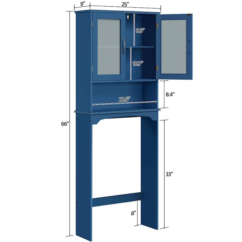 Yaheetech Bathroom Organizer Over The Toilet,2-Door,1 Open-Shelf