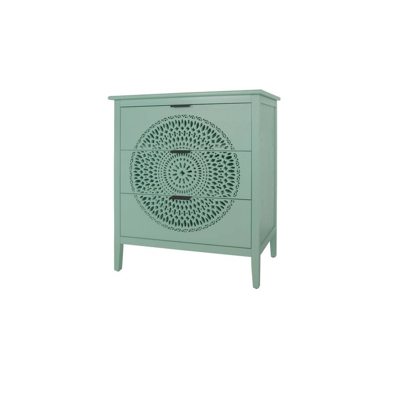 3-Drawer Storage Cabinet with Pine Legs & Metal Handles for Entryway or Bedroom Organization