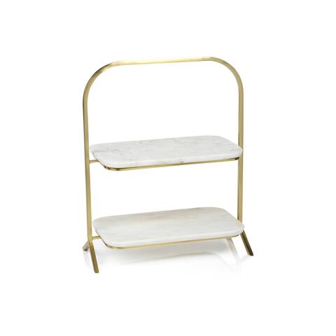 Hattie 2- Tier Marble Tray Stand - Oval