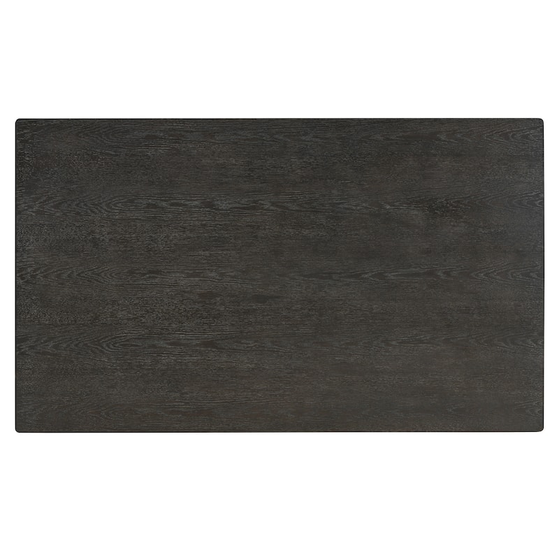 7-Piece Farmhouse Dining Set for 6 with Rattan Chairs and Distressed Oak Table