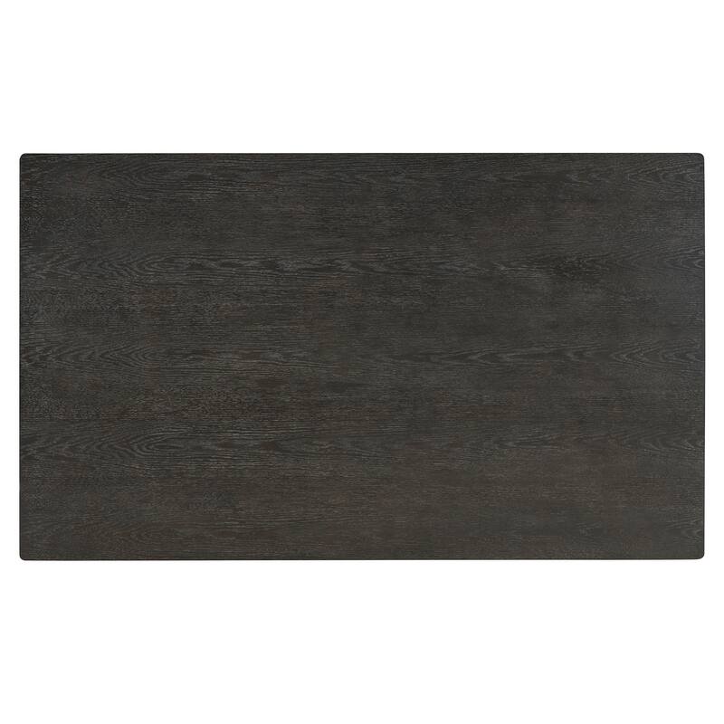 7-Piece Farmhouse Dining Table Set with Distressed Oak Veneer and Upholstered Rattan Chairs for Gatherings