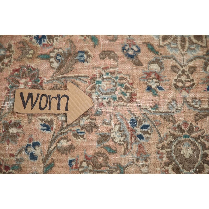 Hand Knotted Oriental 100% Wool Carpet Traditional Floral Pink Mashad Area Rug - 12' 5'' X 9' 7''
