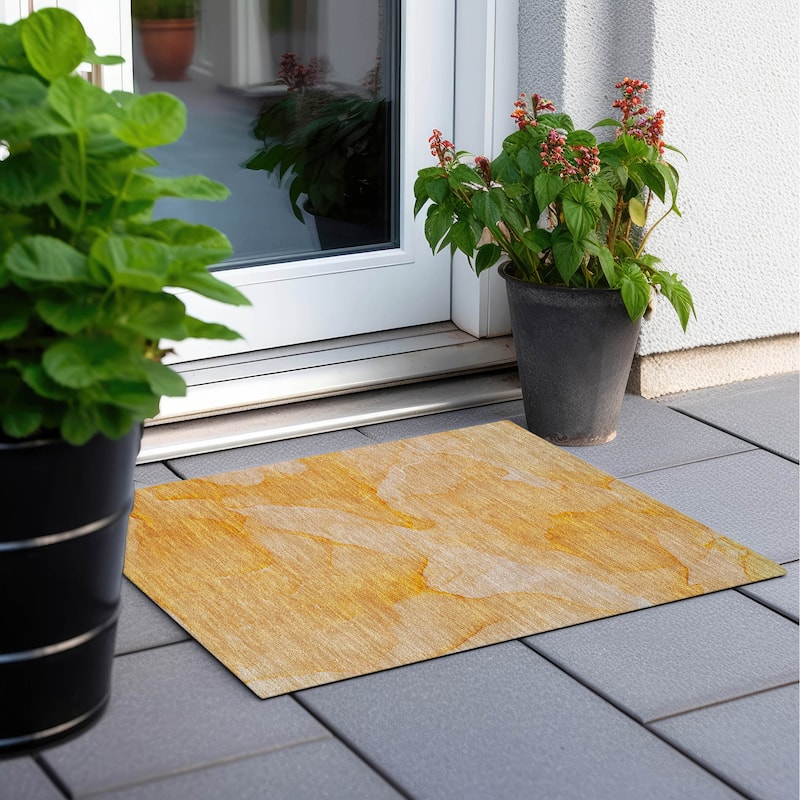 Machine Washable Indoor/ Outdoor Abstract Chantille Rug