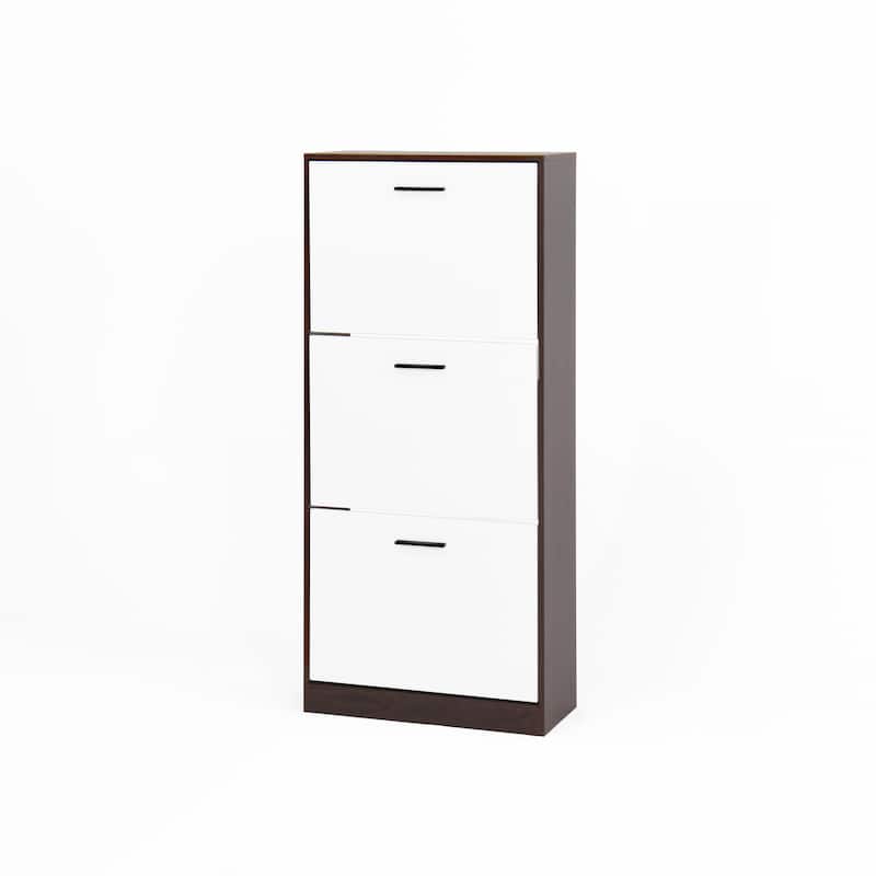 Shoe Storage Cabinet with 3 Flip Drawers, Freestanding Narrow Shoe Rack, Hidden Shoe Cabinet with Adjustable Panel