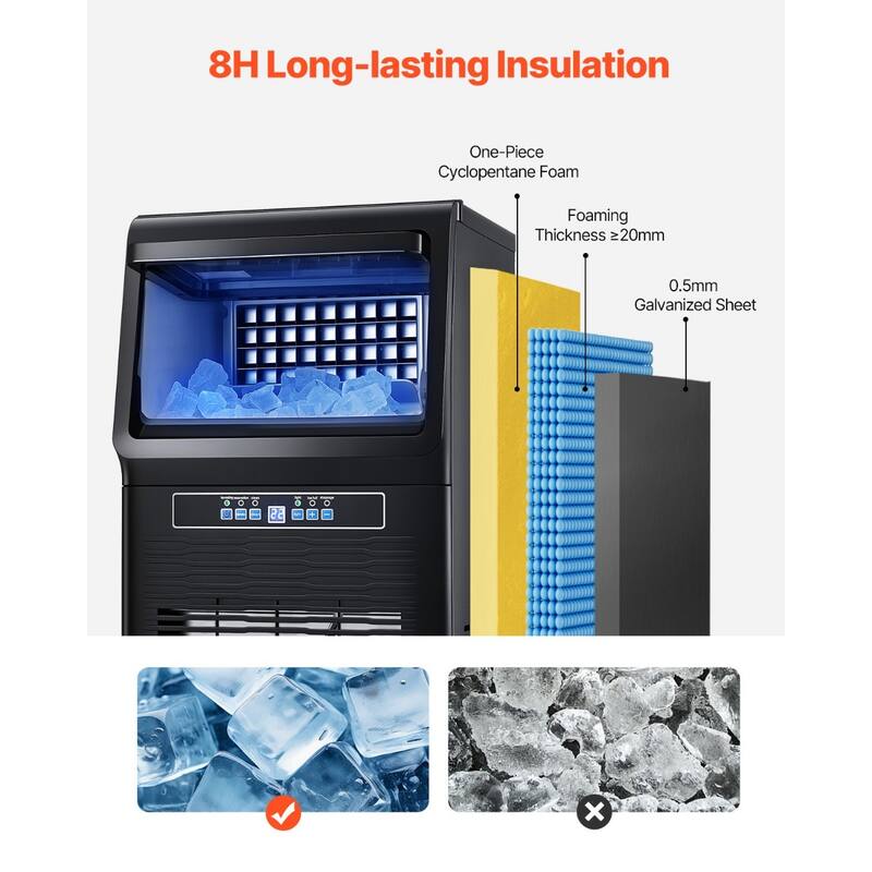 Freestanding Ice Maker with 80 lbs Daily Production and 36 Ice Trays Auto-Cleaning and Smart Panel - 13.7 x 13.2 x 24.6 in
