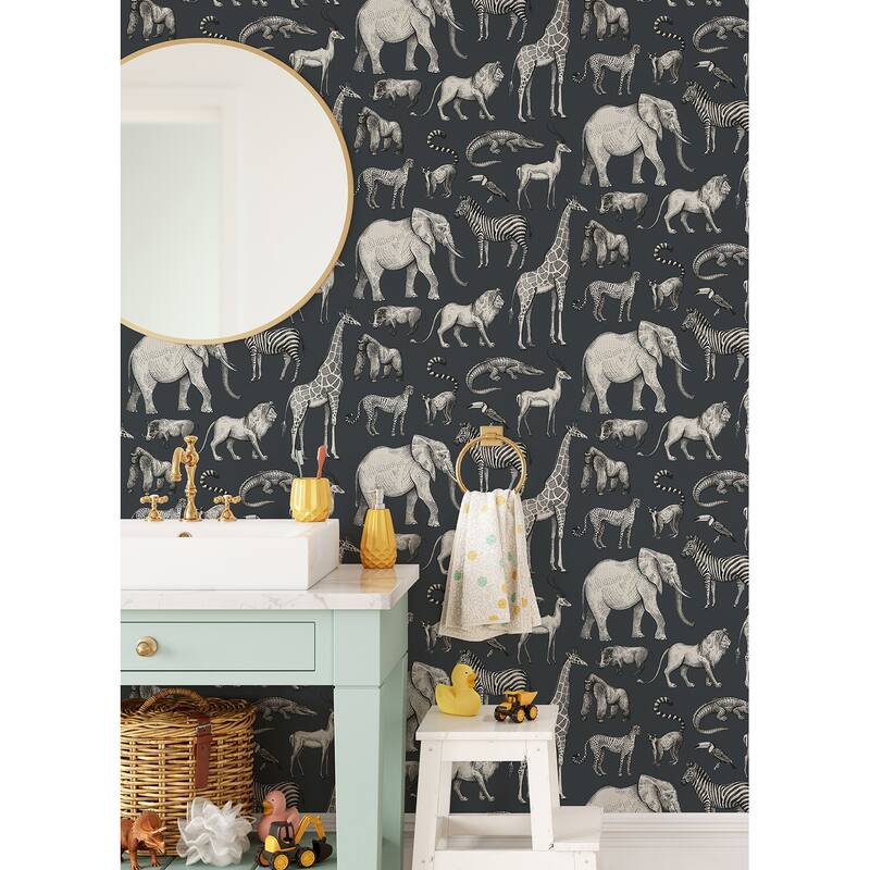 Chesapeake Kenji Navy Safari Wallpaper - 20.9 x 396 x 0.025