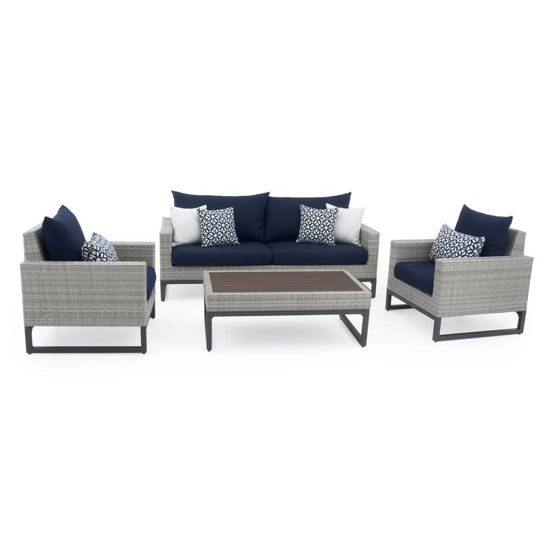 Milo Gray 4 Piece Sunbrella Outdoor Patio Seating Set