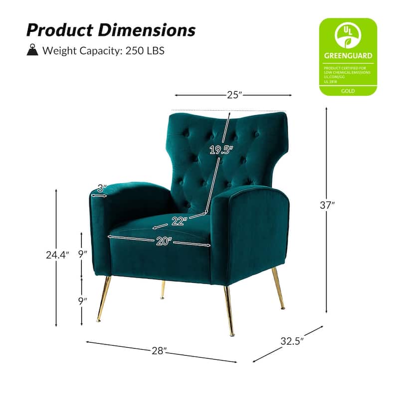 Abadiana Accent Tufted Chair with Metal Base by HULALA HOME