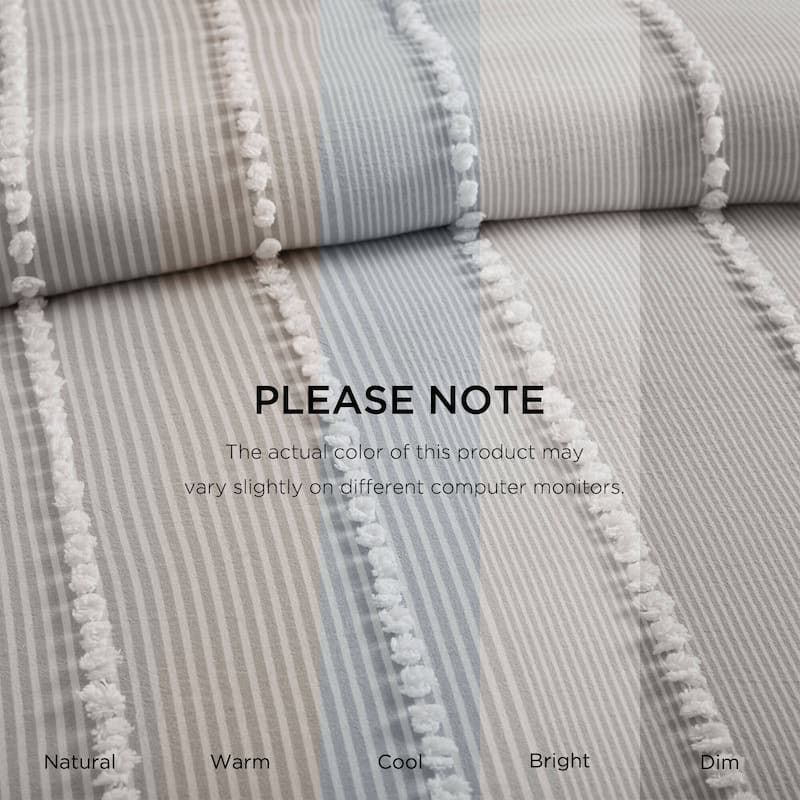 Harbor House Anslee Taupe 3 Piece Cotton Yarn Dyed Duvet Cover Set